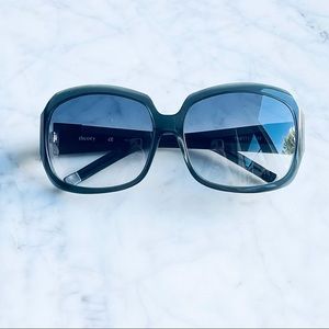Theory Navy Blue Square Frame Oversized Sunglasses